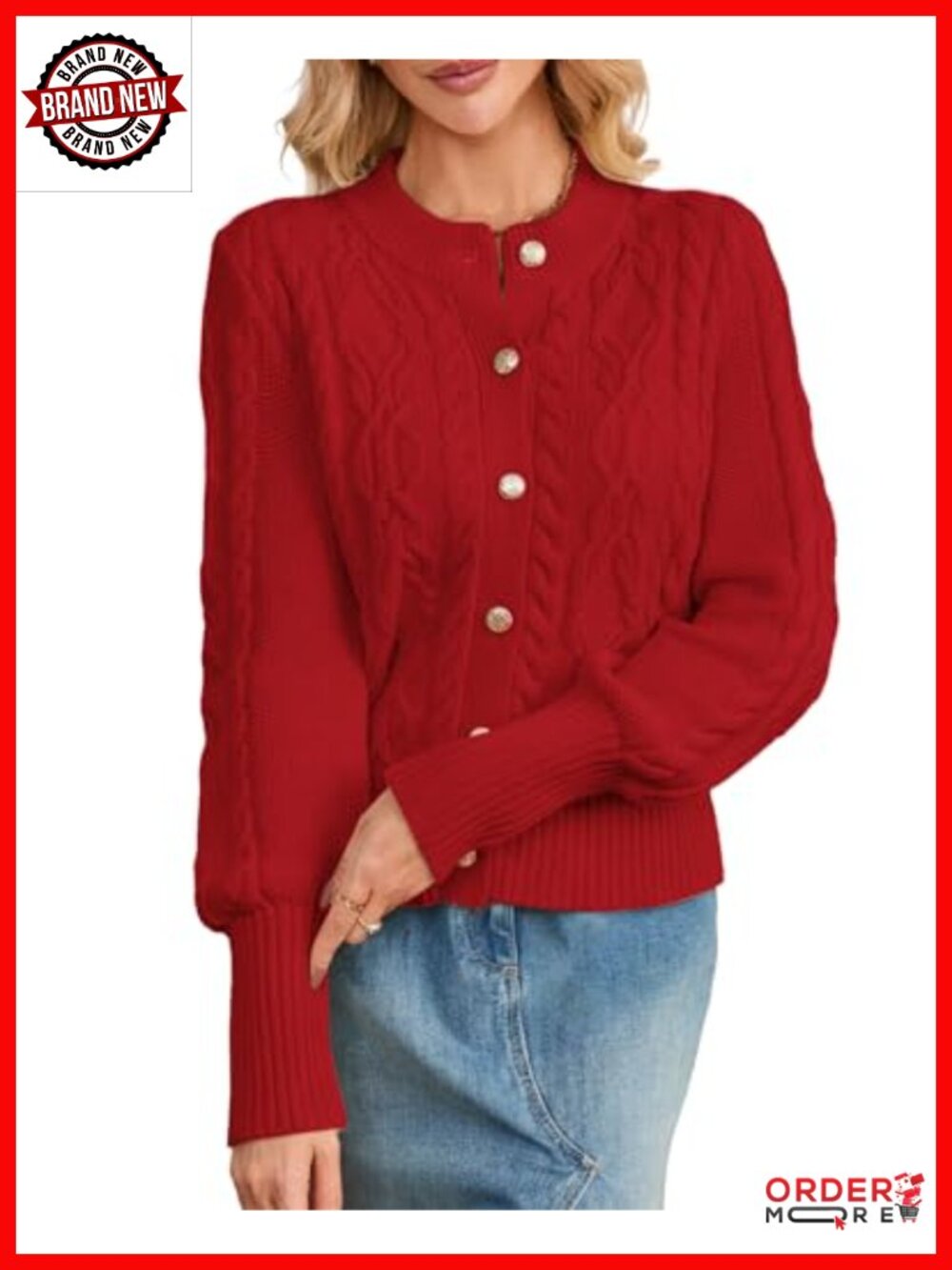 Cable Knit Cardigan Sweater Button Down Cropped Knit Jacket
